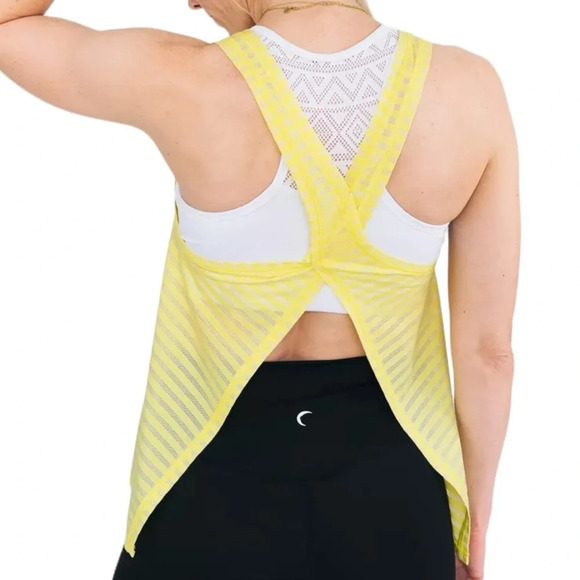 ZYIA yellow striped Nimbus split back tank sz M - Picture 6 of 11